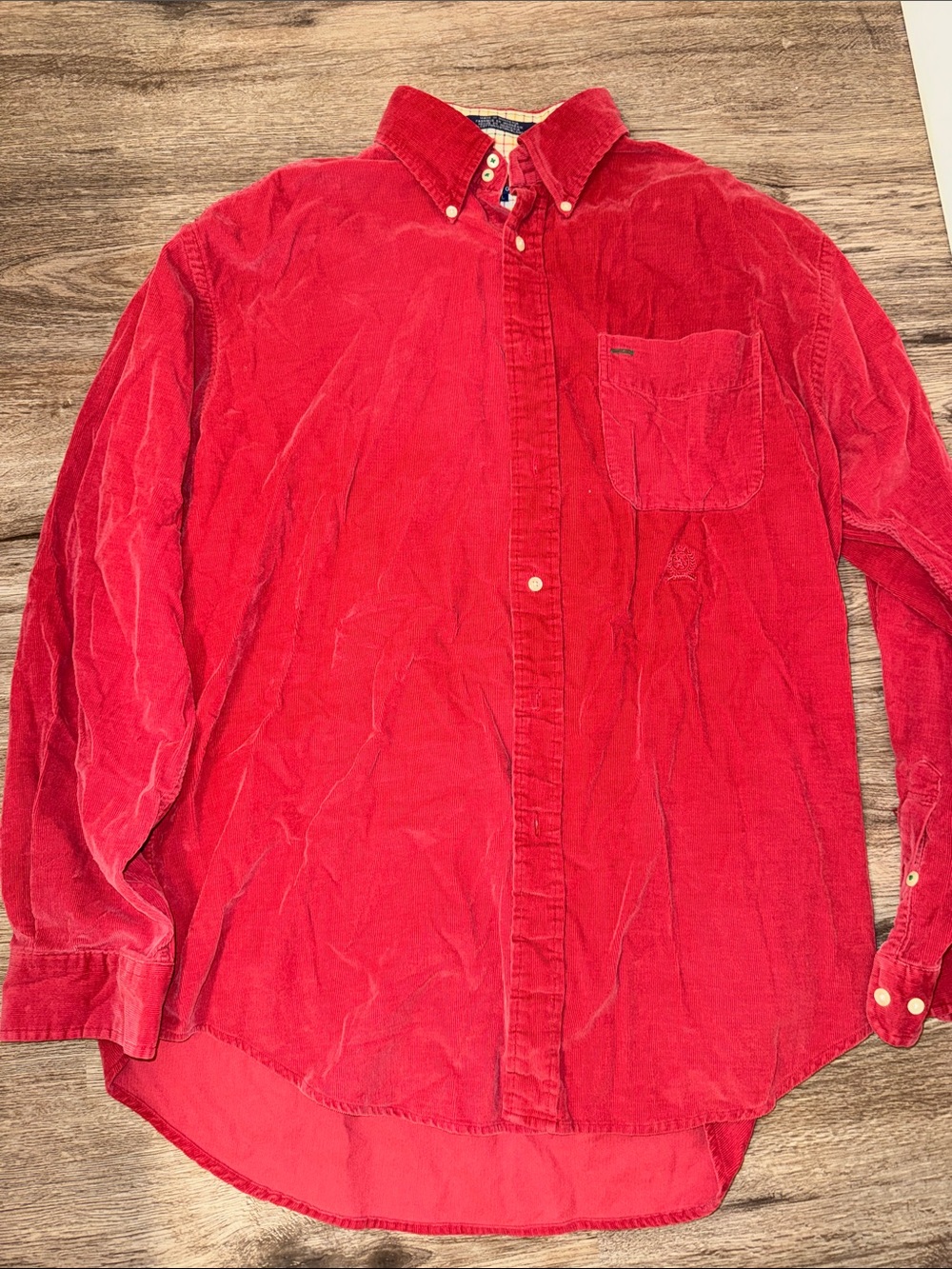 Tommy Hilfiger Men's Bright Red Corduroy Button-Down Shirt